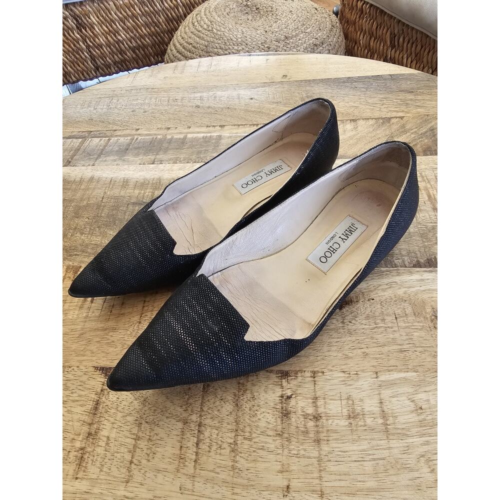 Jimmy Choo Ballet Flats Pointed Toe Women's Size 37/7 Slip On Black - Picture 10 of 16